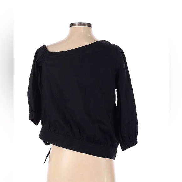 Ralph Lauren Black Asymmetrical Off One shoulder blouse - Picture 2 of 8